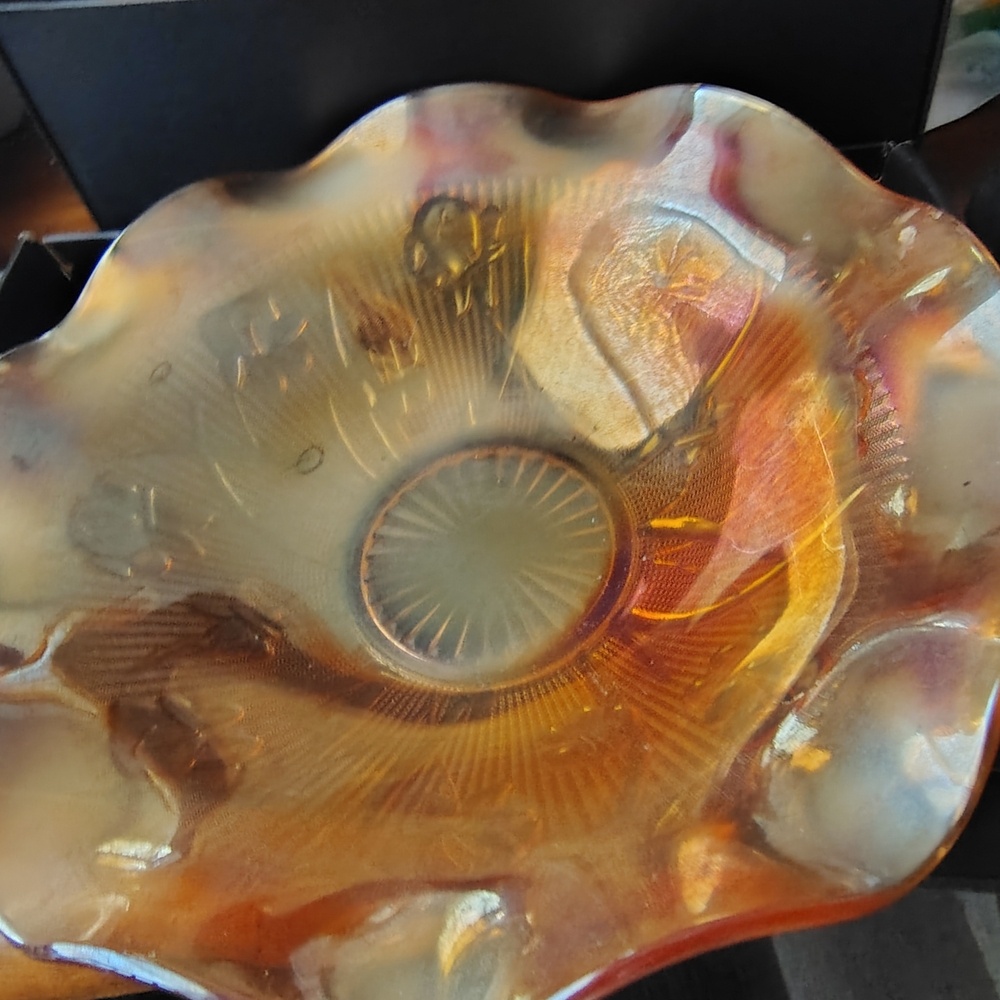 Elegant Amber Glass Bowl